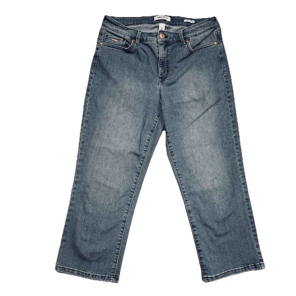 Nine West Chrystie Capri Jeans 10 (30 x 22) Blue High Mid Denim Stretch Womens